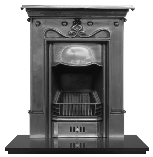 Tulip Cast Iron Combination Fireplace (35") | Art Nouveau