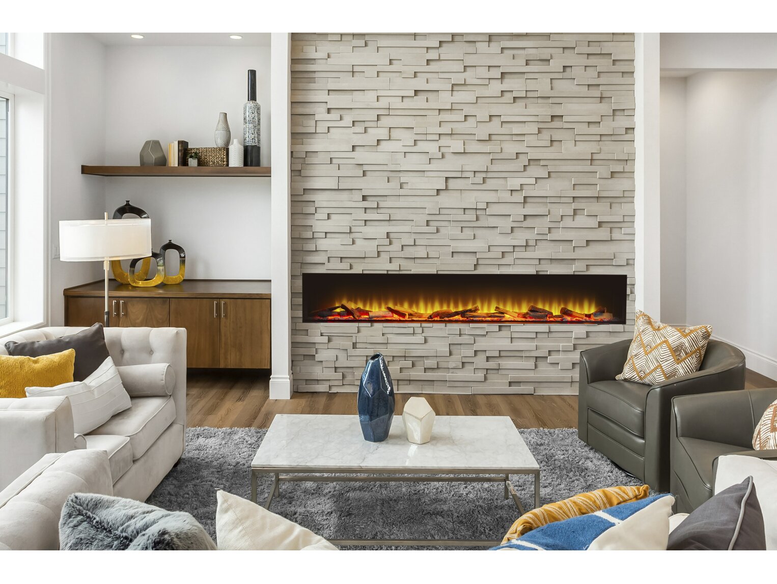Acantha Aspire 200 (81") Media Wall Electric Fire - Fully Inset Installation