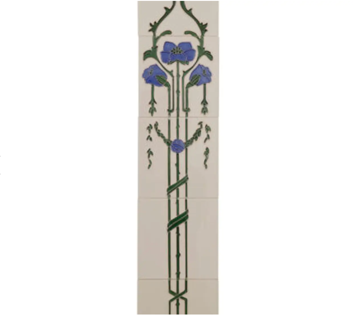 Blue Flower On Bone Tiles (Set of 10)