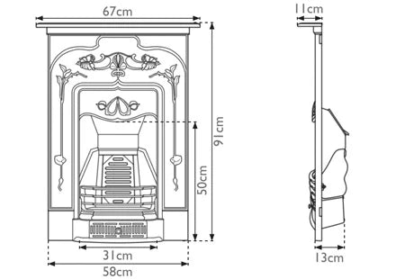 Jasmine Cast Iron Combination Fireplaces (28") | Art Nouveau