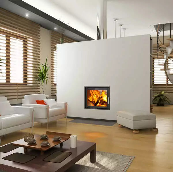 Wood Burning Inset Boiler Stove by Woodfire EX12 Panorama | Double Sided