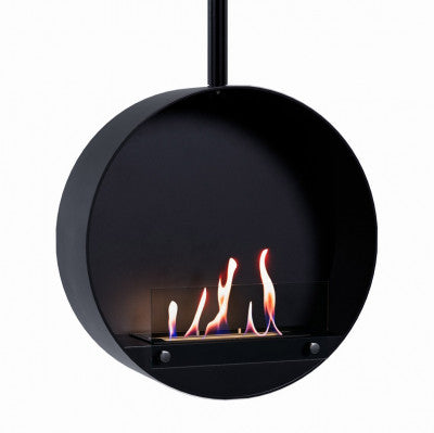 ScandiFlames Ottawa Black - Round Ceiling Mounted Bioethanol Fireplace, 60cm