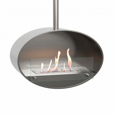 Halifax Steel Oval Ceiling Mounted Bioethanol Fireplace, 60cm