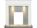 Adam Honley Wooden Fireplace Surround in Pure White & Grey with Downlights, 48 Inch