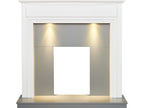 Adam Honley Wooden Fireplace Surround in Pure White & Grey with Downlights, 48 Inch