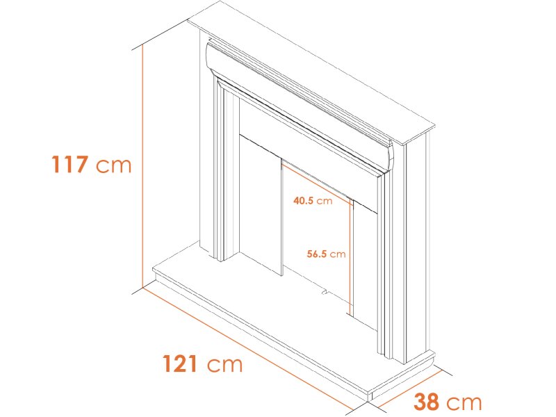 Adam Honley Wooden Fireplace Surround in Pure White & Grey with Downlights, 48 Inch