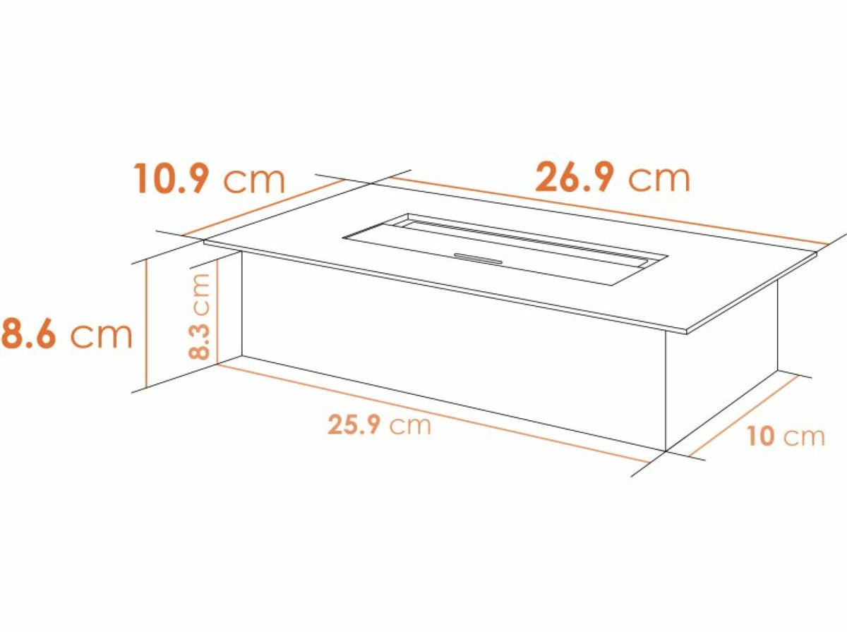Adam Quatro Large - Inset Bioethanol Fire Full Depth in Black