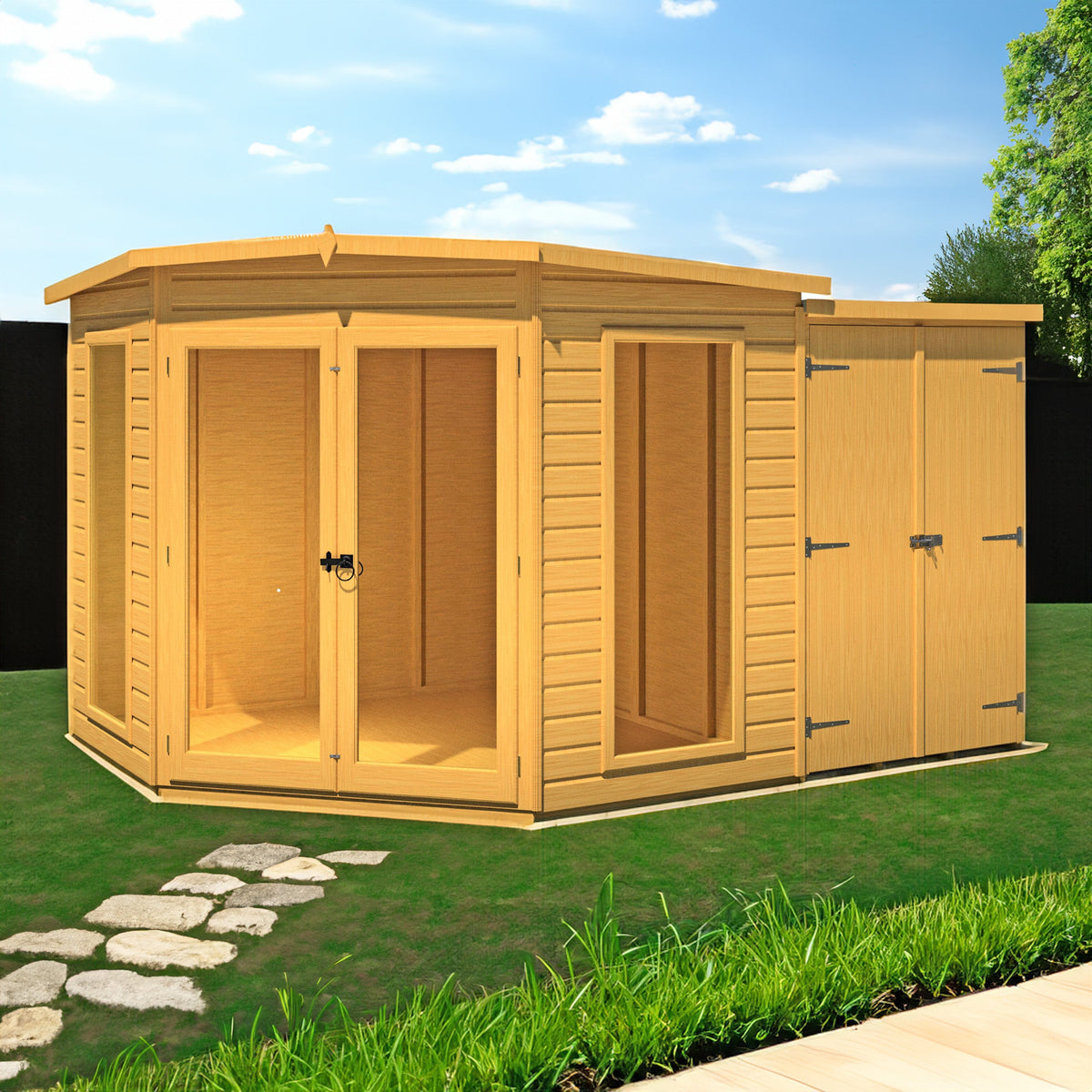 Shire 8x12 Barclay Summerhouse with Side Shed
