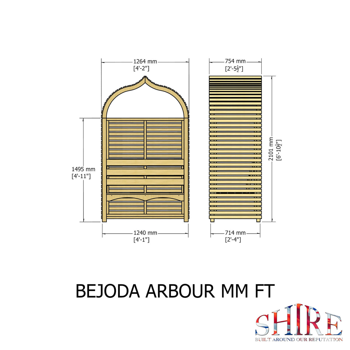 Shire Bejoda Pressure Treated Garden Arbour