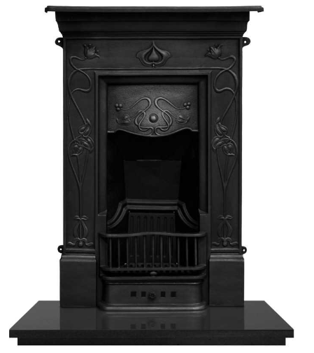 Crocus Cast Iron Combination Fireplace (28") | Art Nouveau