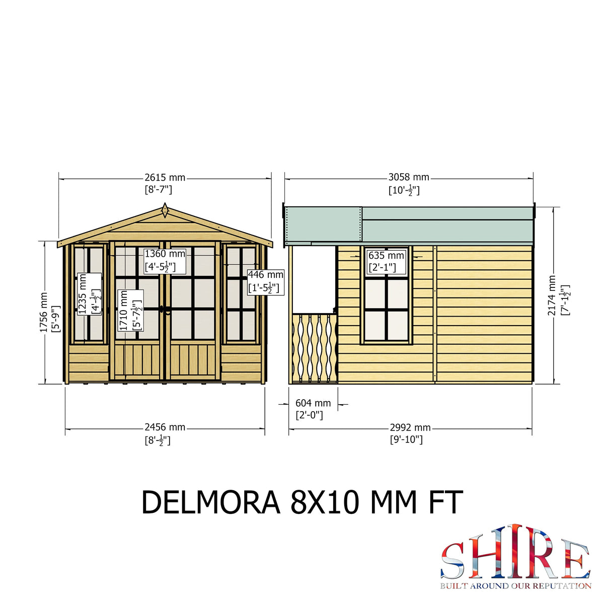 Shire 8x10 Delmora Summerhouse with Veranda