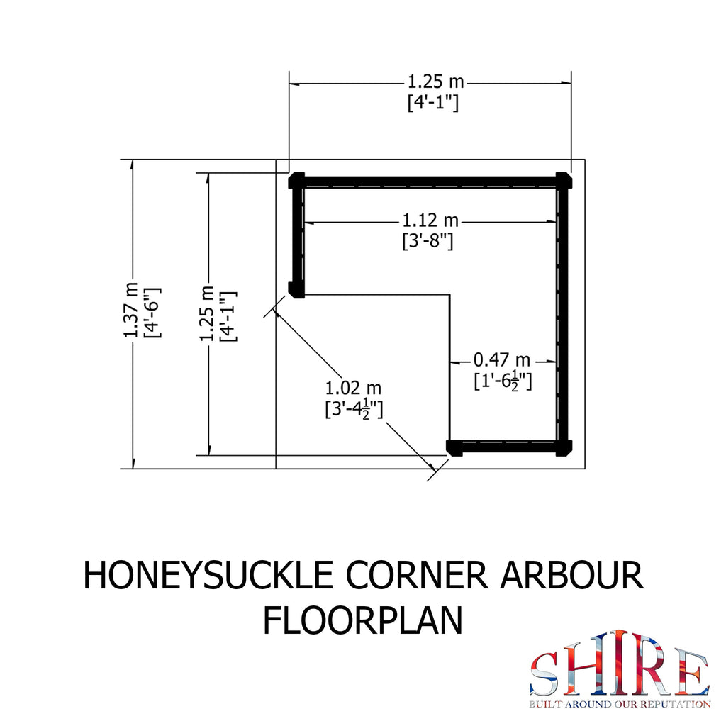 Shire Honeysuckle Corner Pressure Treated Garden Arbour