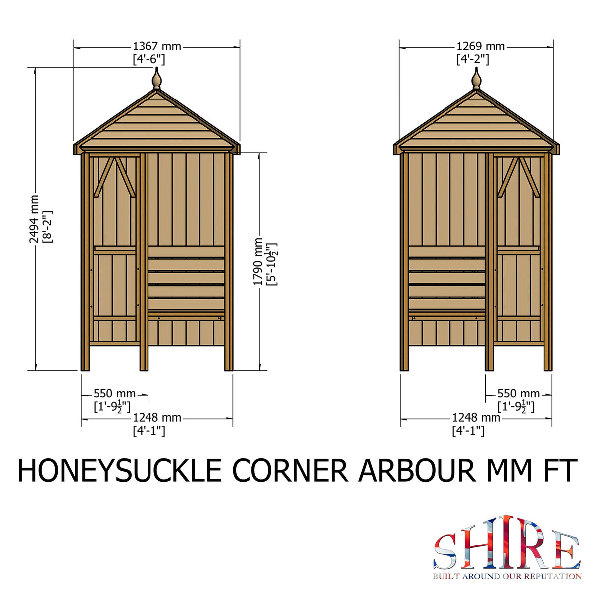Shire Honeysuckle Corner Pressure Treated Garden Arbour