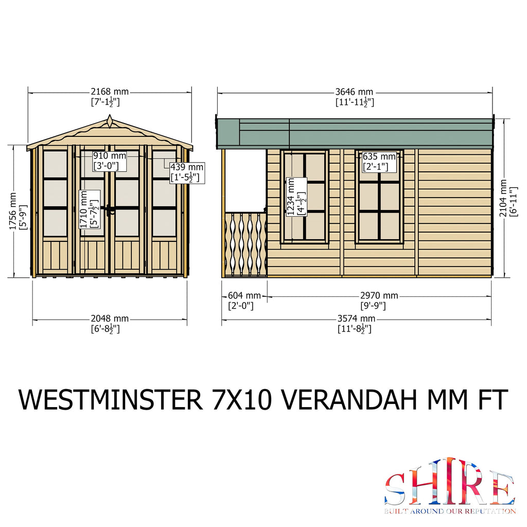 Shire 7x10 Kensington Summerhouse & Veranda