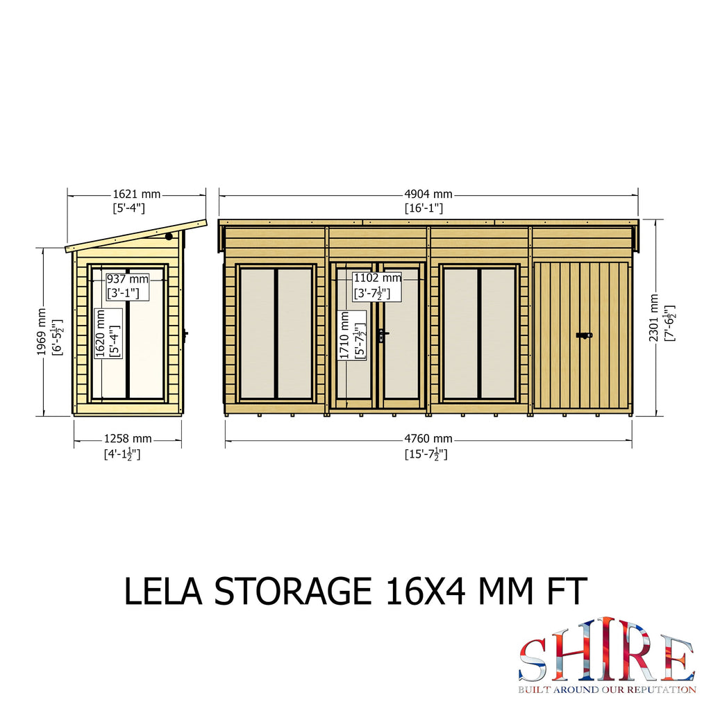 Shire 16x4 Lela Summerhouse with Storage