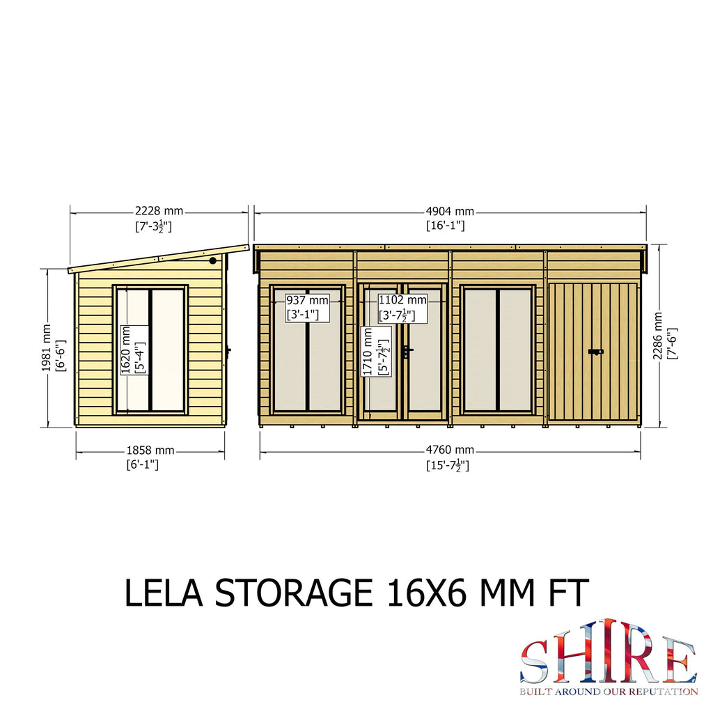 Shire 16x6 Lela Summerhouse with Storage