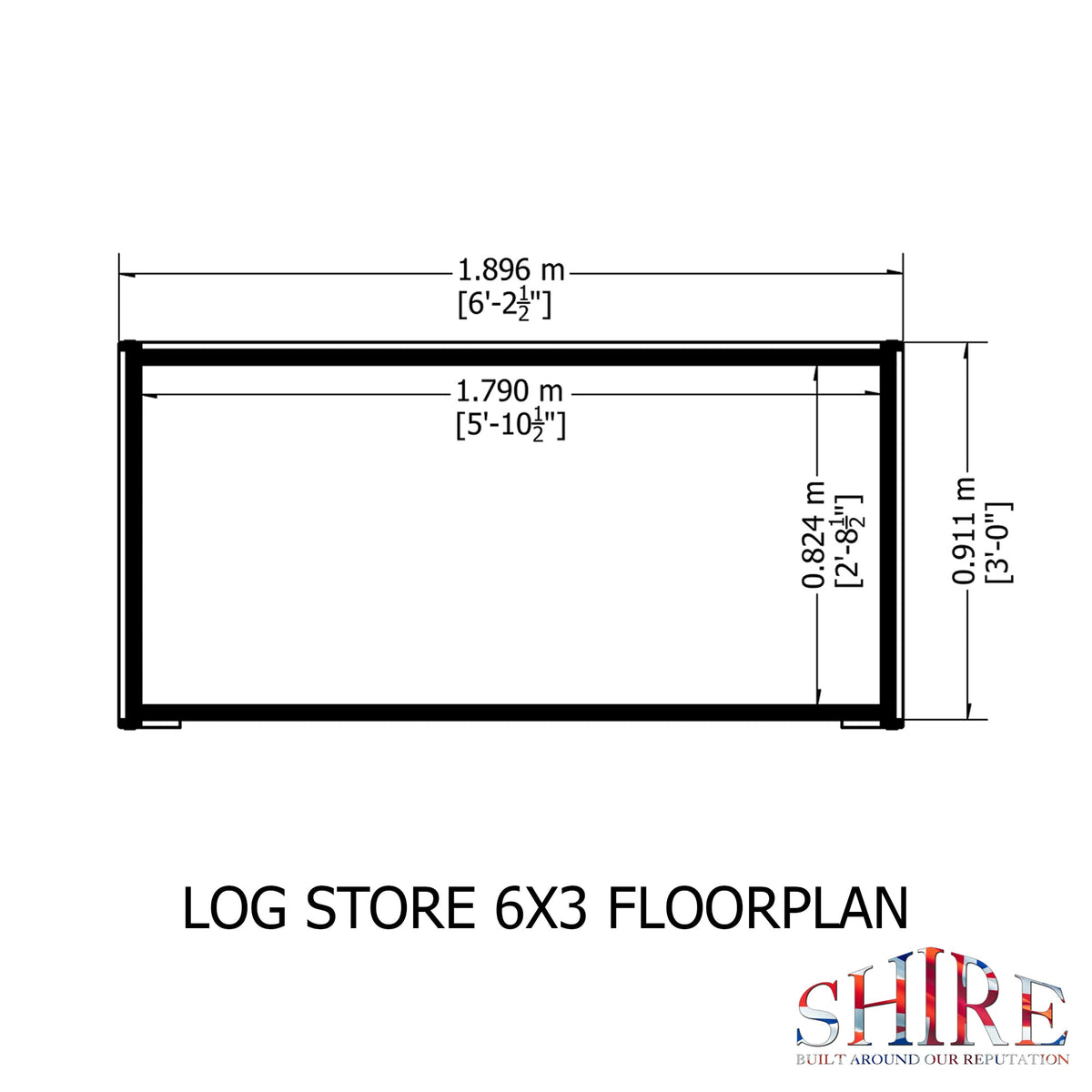 Shire Large Heavy Duty Log Store, 6 x 3 (1.90m x 0.91m)