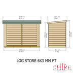 Shire Large Heavy Duty Log Store, 6 x 3 (1.90m x 0.91m)