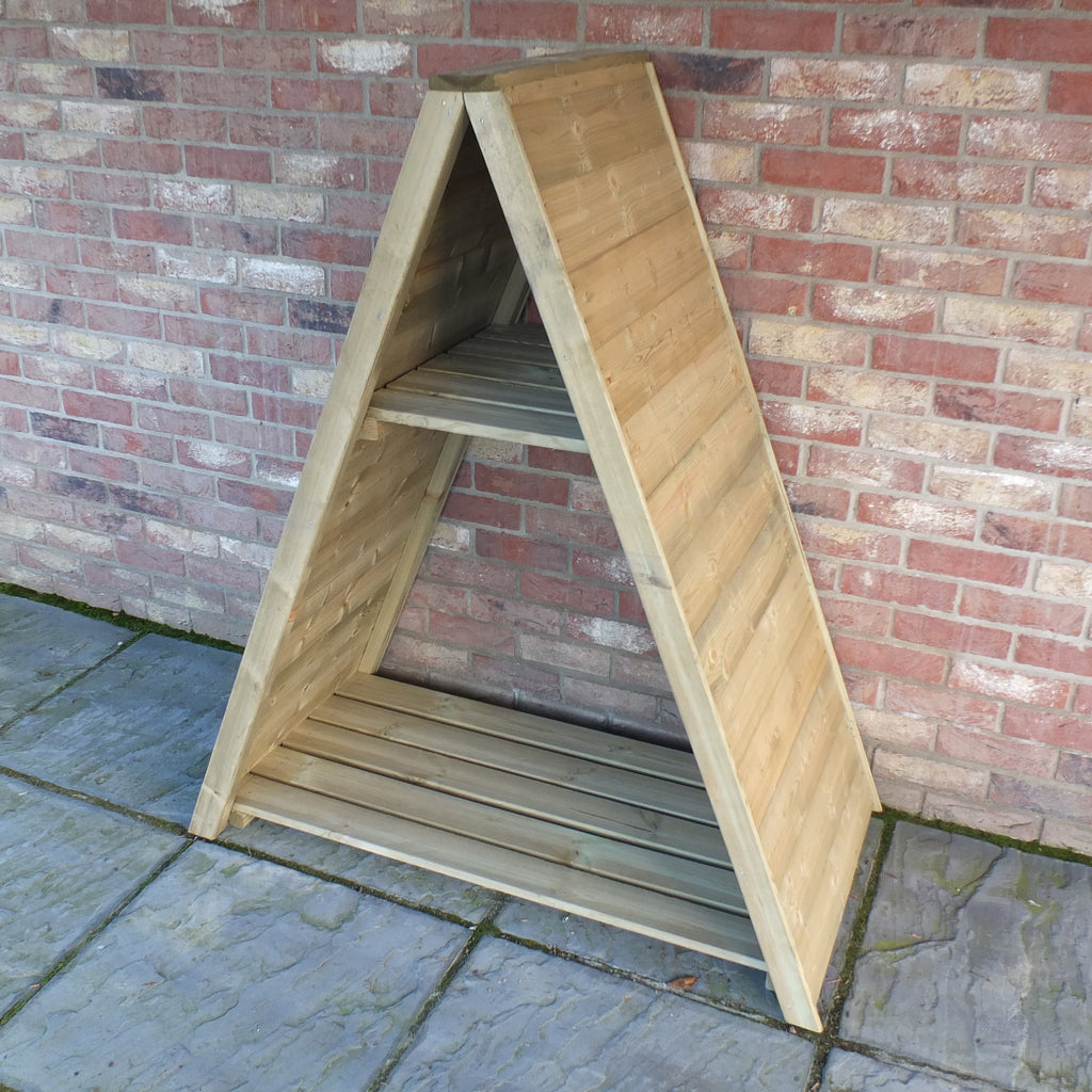 Shire Large Triangular Log Store - Pressure Treated - Tongue and Groove Timber