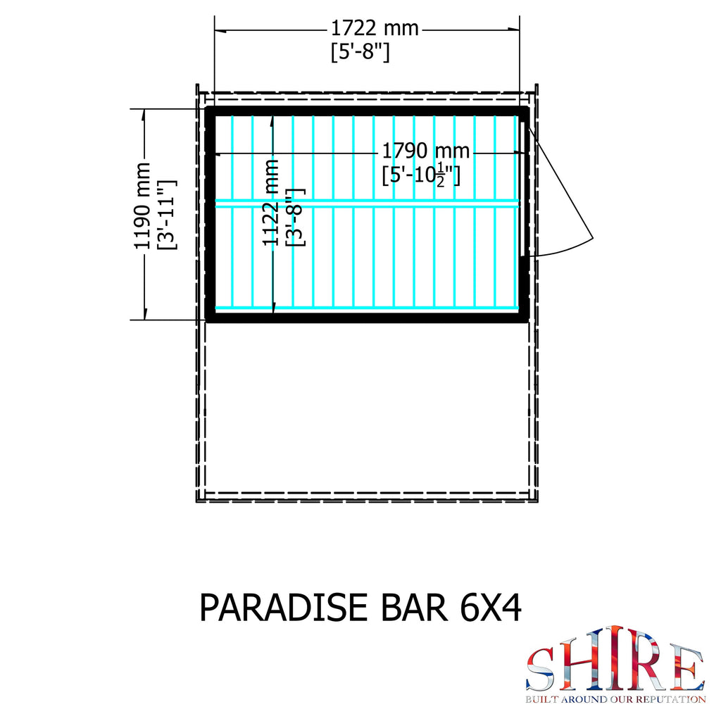 Shire Paradise 6x4 Pent Garden Bar