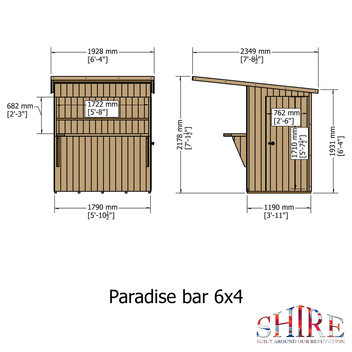 Shire Paradise 6x4 Pent Garden Bar