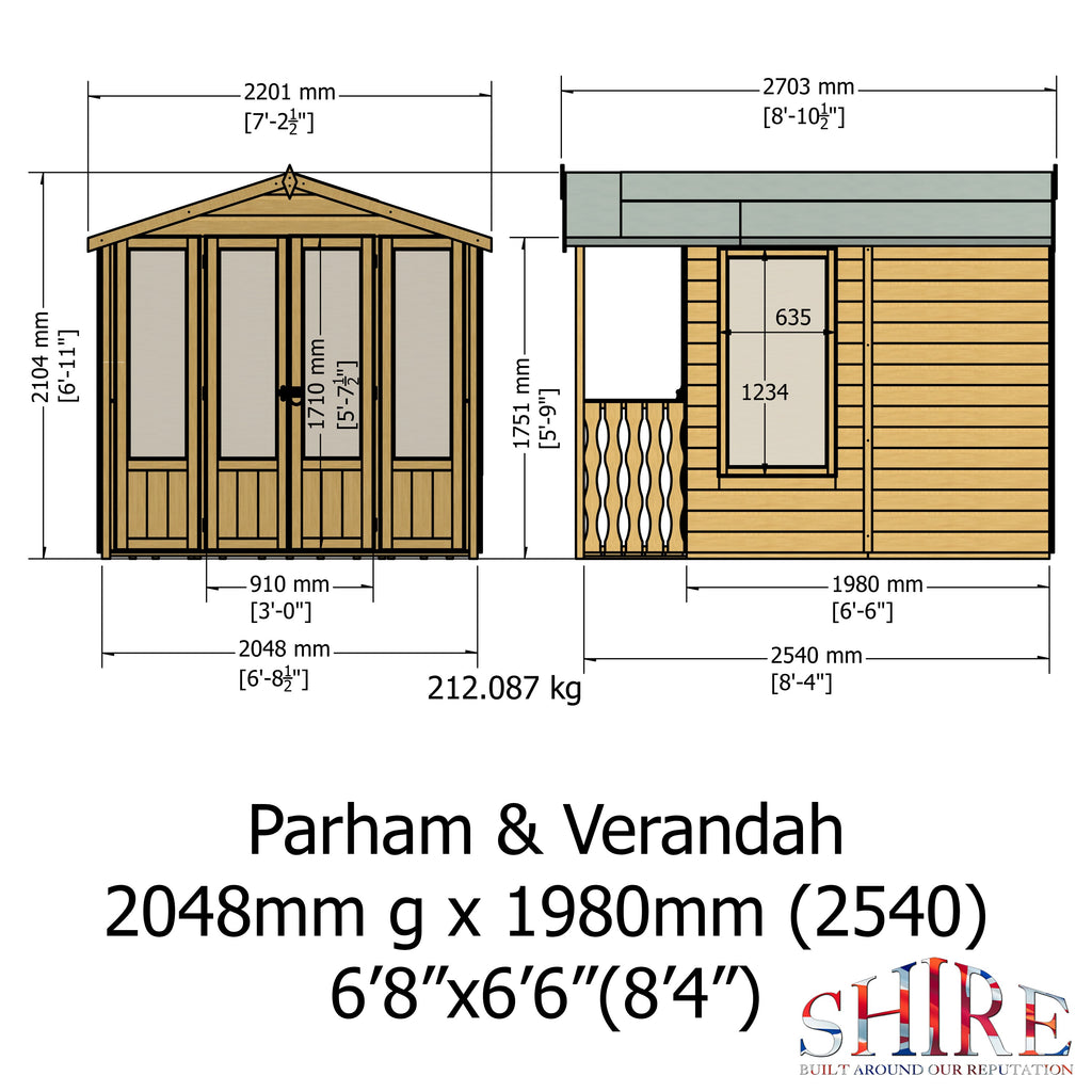 Shire 7x7 Parham Summerhouse & Veranda