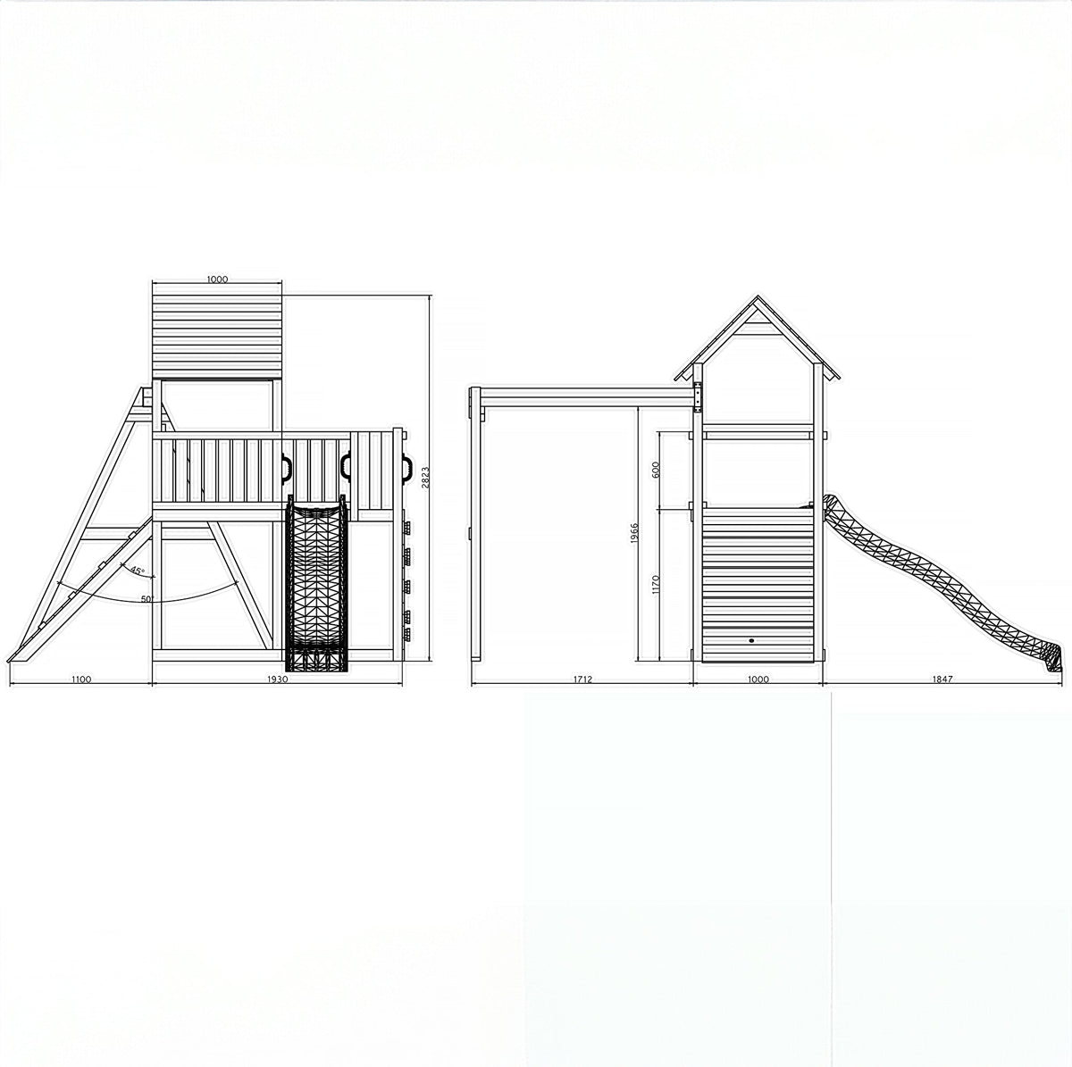 Shire Adventure Peaks Fortress 3 Climbing Frame with Swing and Slide