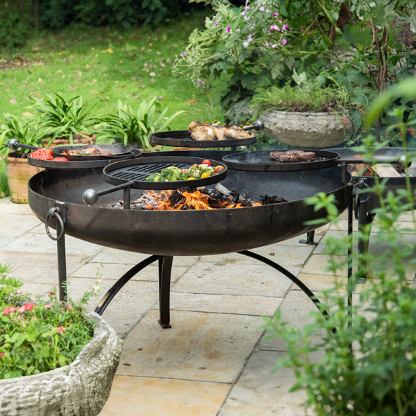 Plain Jane Fire Pit 120 with Four Swing Arm BBQ Racks