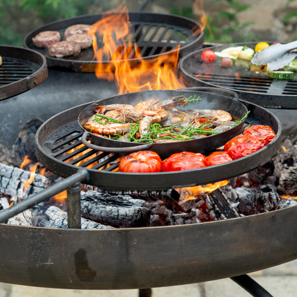 Plain Jane Fire Pit 120 with Four Swing Arm BBQ Racks