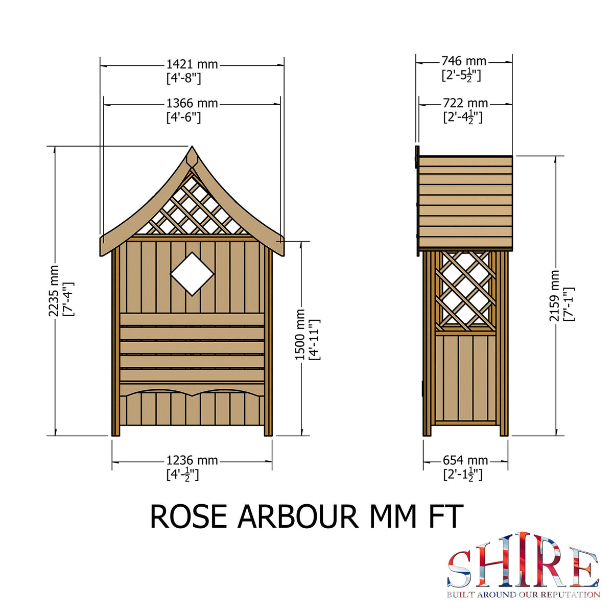 Shire Rose Pressure Treated Garden Arbour