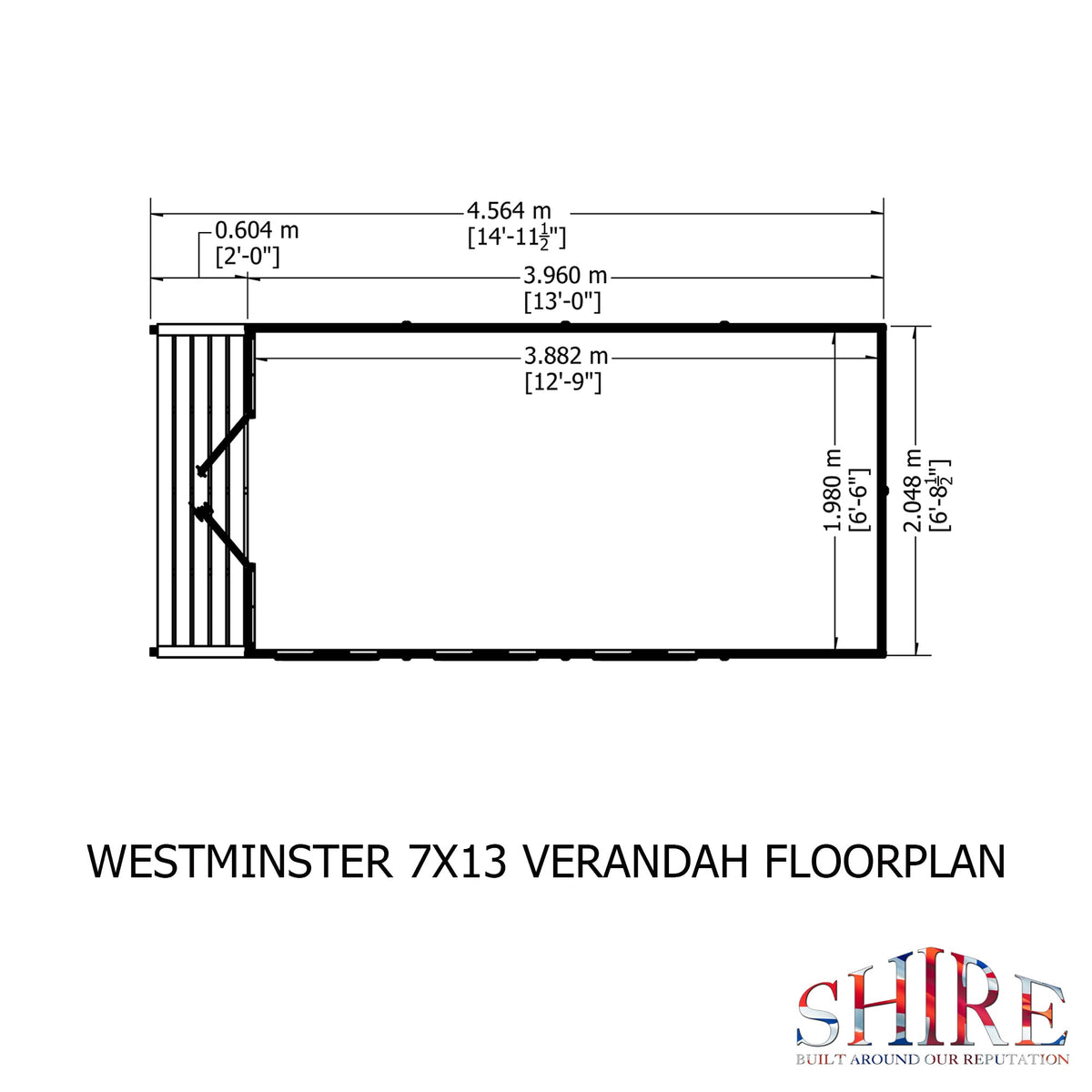 Shire 13x7 Westminster Summerhouse & Veranda