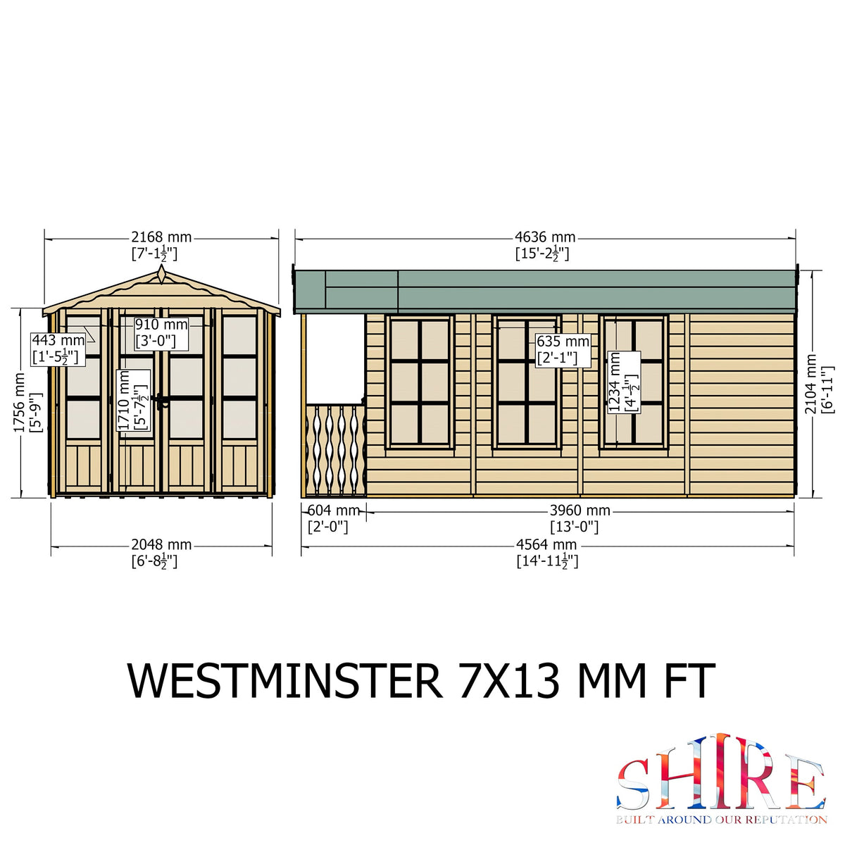 Shire 13x7 Westminster Summerhouse & Veranda