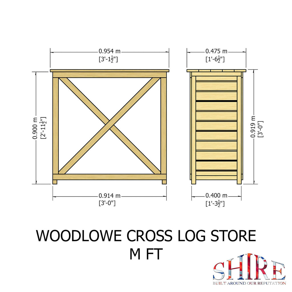 Shire Woodlowe Cross Log Store | Pressure Treated