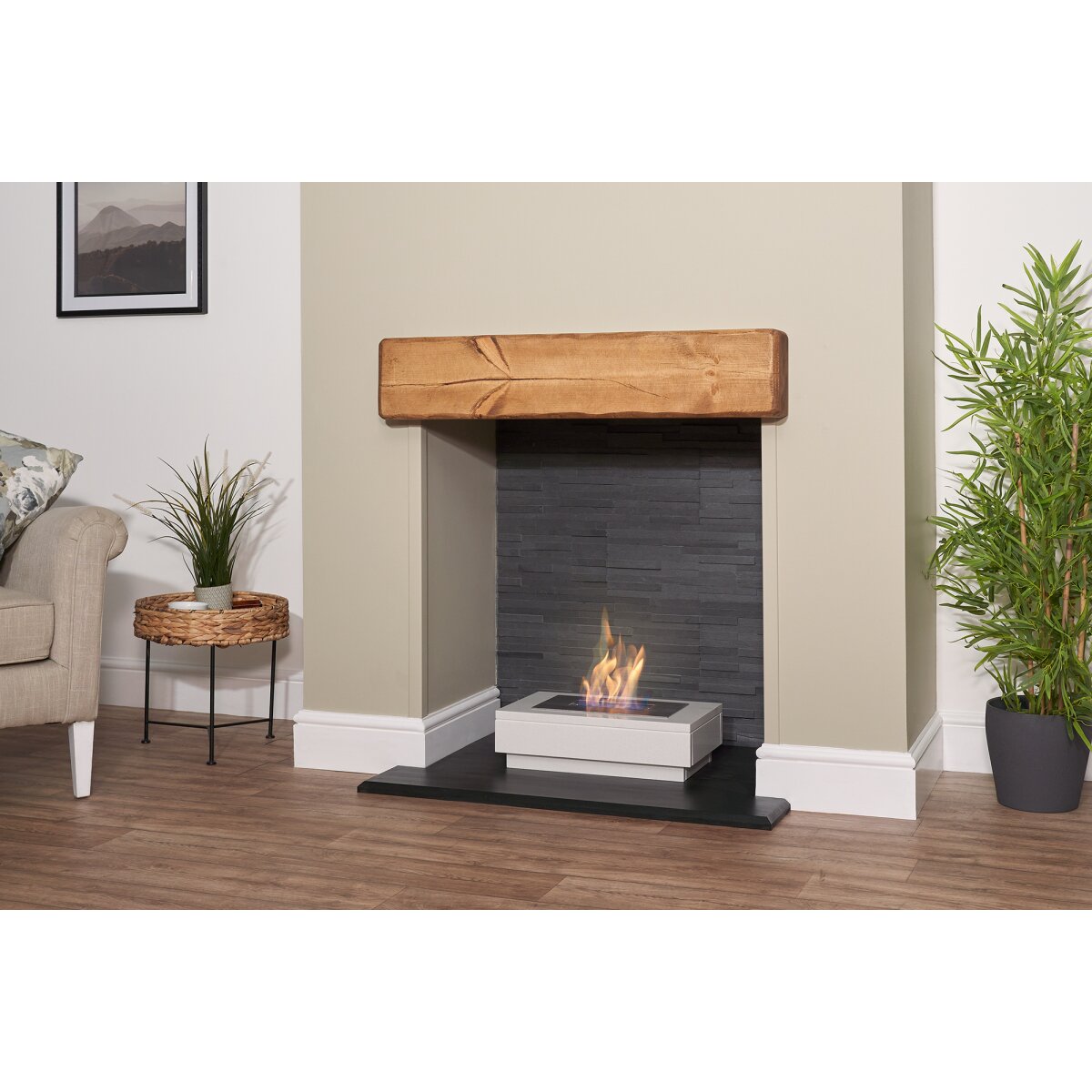 Acantha Altea White Marble Freestanding Bioethanol Fire, 3 Litre, image 2