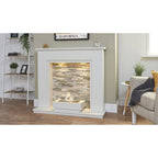 Acantha Amalfi White Marble Stove Fireplace with Downlights, 48 Inch, image 10