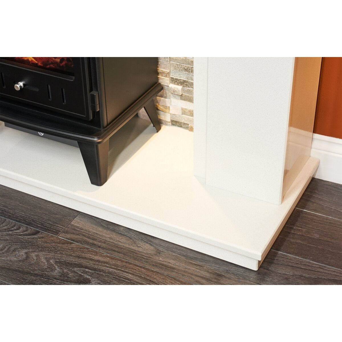 Acantha Amalfi White Marble Stove Fireplace with Downlights, 48 Inch, image 9