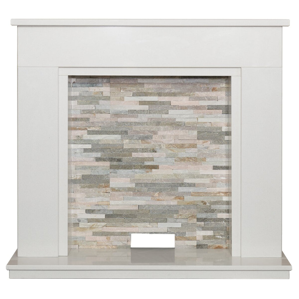 Acantha Amalfi White Marble Stove Fireplace with Downlights, 48 Inch, image 5
