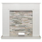 Acantha Amalfi White Marble Stove Fireplace with Downlights, 48 Inch, image 5