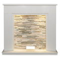 Acantha Amalfi White Marble Stove Fireplace with Downlights, Surround only