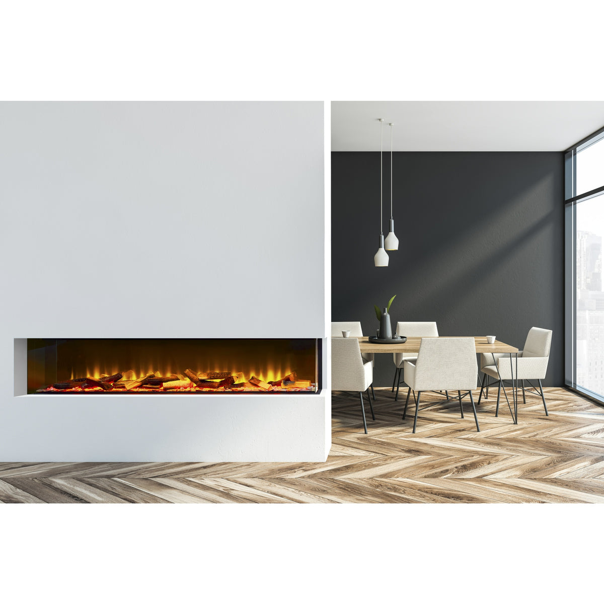 Acantha Aspire 150 Corner View Media Wall Electric Fire, 61 Inch