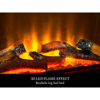 Close-up of the Acantha Aspire 50 SQ 3D LED flame effect over the log fuel bed