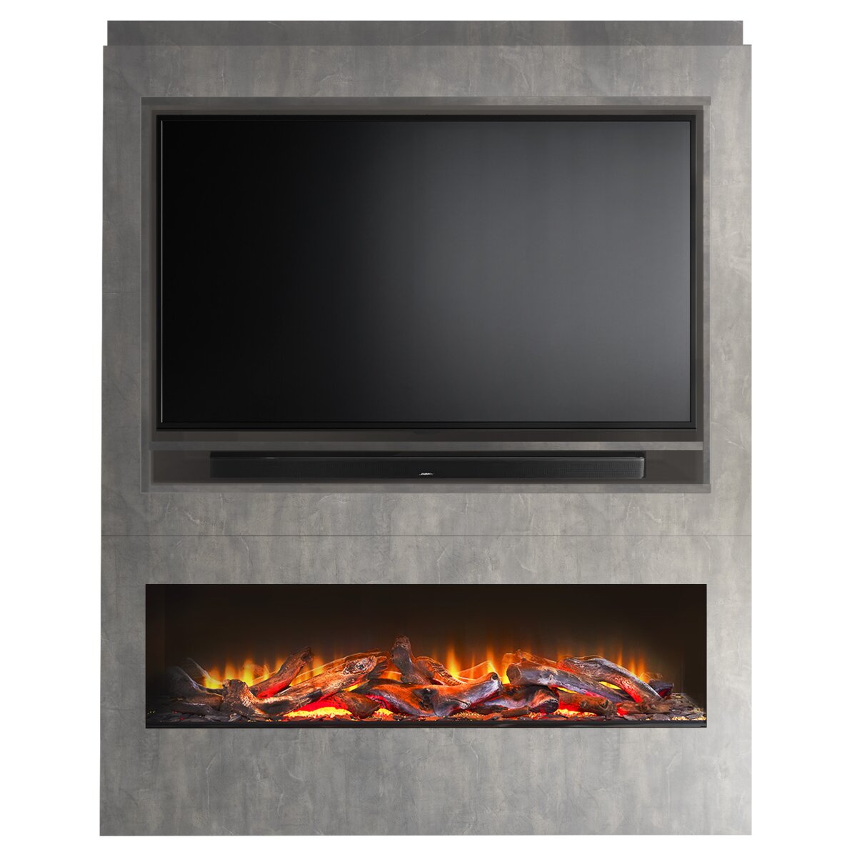 Acantha Athena Pre-Built Media Wall with TV and Media Recess, Ignis 1500, image 4