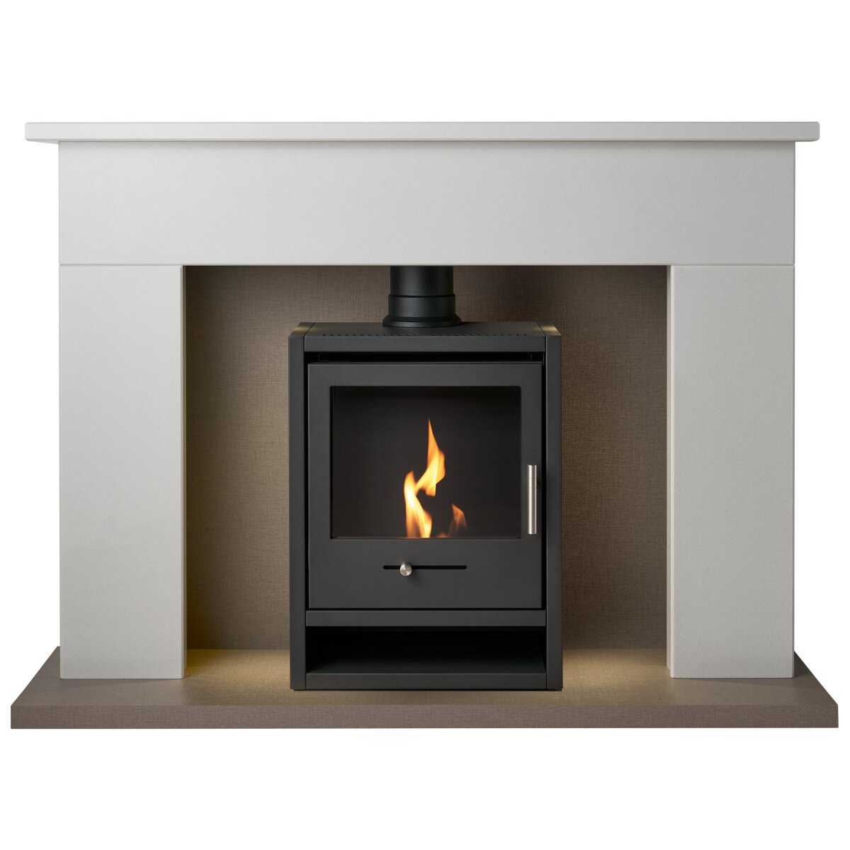 Acantha Bramwell Marble Fireplace with OKO S1 Bioethanol Stove, Linen