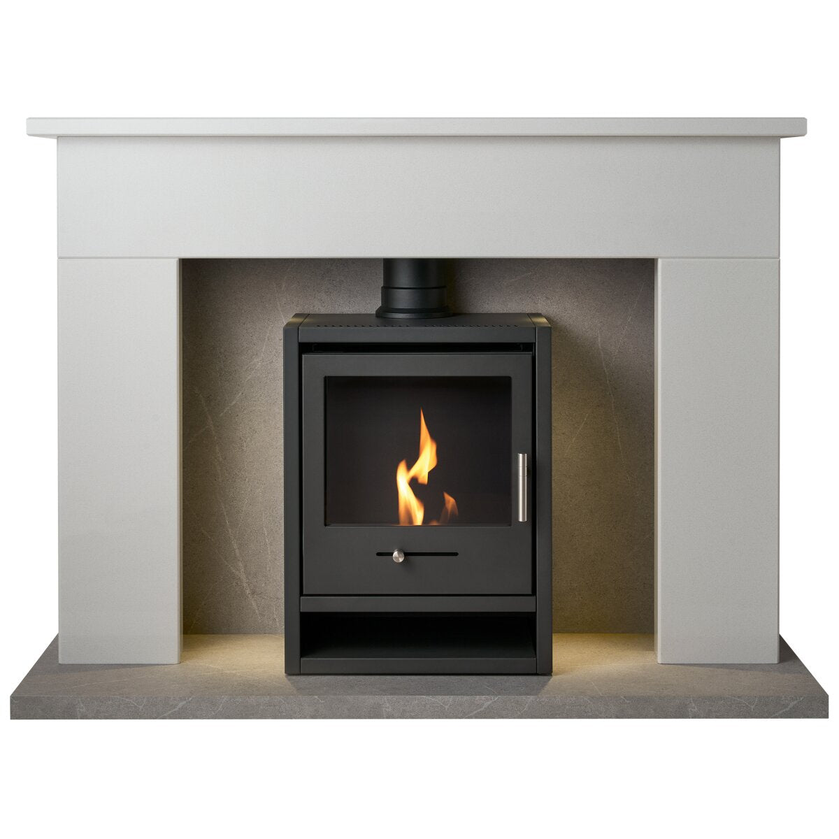 Acantha Bramwell Marble Fireplace with OKO S1 Bioethanol Stove, Moon Stone