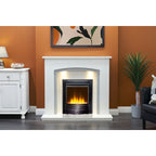 Acantha Calella White Marble Fireplace with Downlights, 48 Inch, image 16