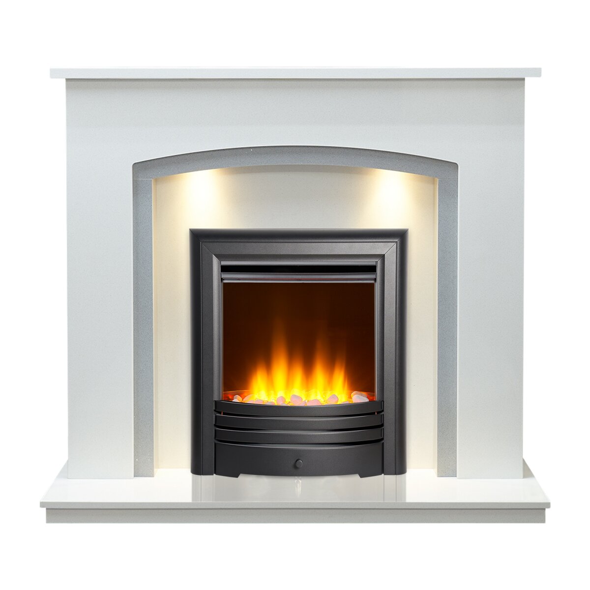 Acantha Calella White Marble Fireplace with Downlights, 48 Inch, image 18