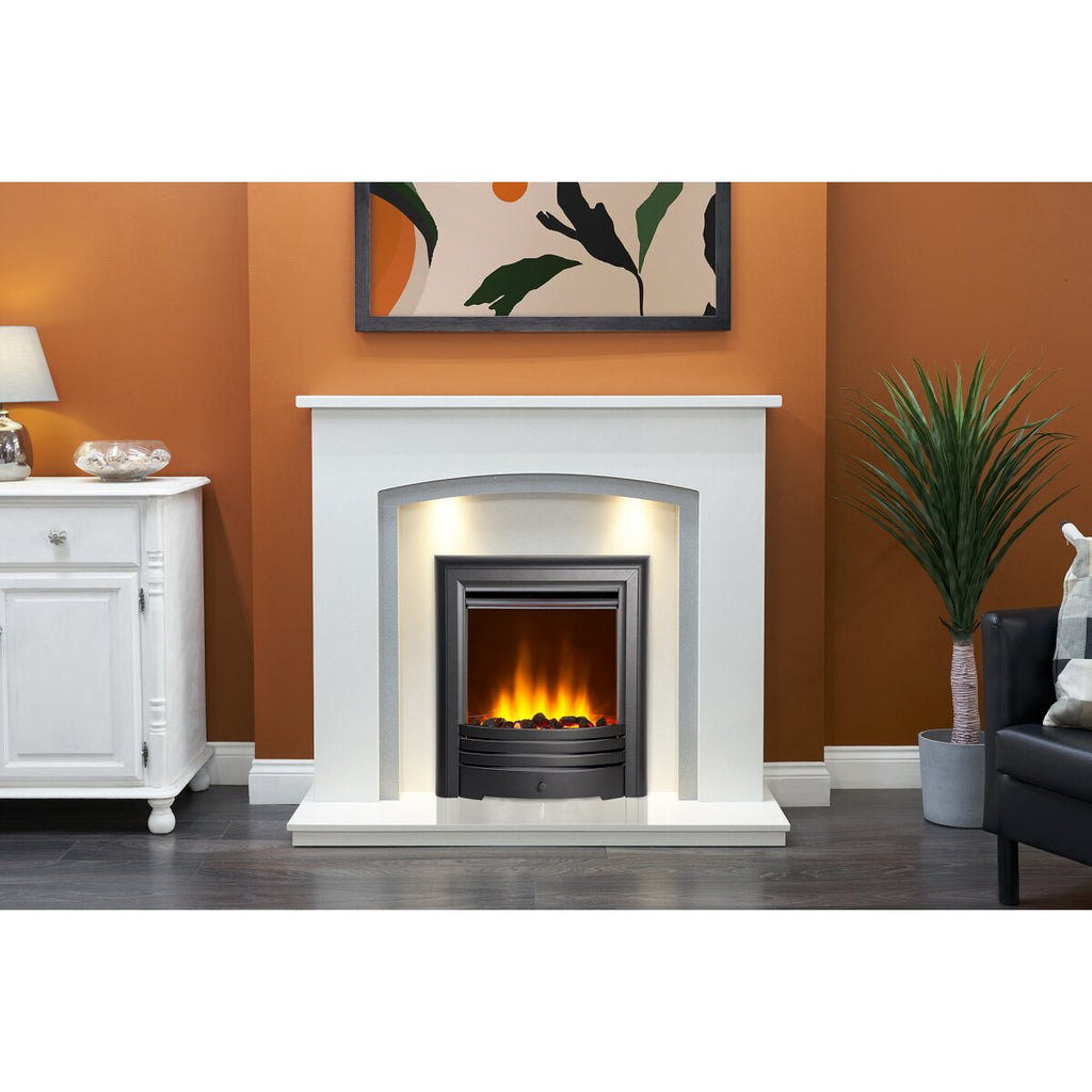 Acantha Calella White Marble Fireplace with Downlights, 48 Inch, image 19
