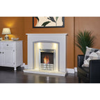 Acantha Calella White Marble Fireplace with Downlights, 48 Inch, image 14