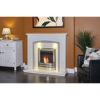 Acantha Calella White Marble Fireplace with Downlights, 48 Inch, image 2