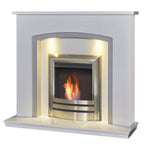 Acantha Calella White Marble Fireplace with Downlights, 48 Inch, image 7